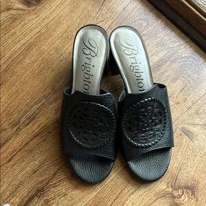 Brighton Black Leather Mules for Women